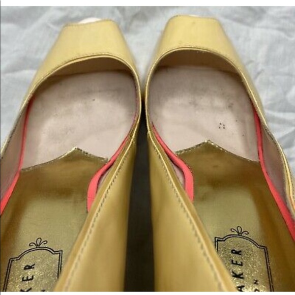 Ted Baker Nude/ Beige Patent Leather Peep Toe Platform High Heels - Picture 8 of 12